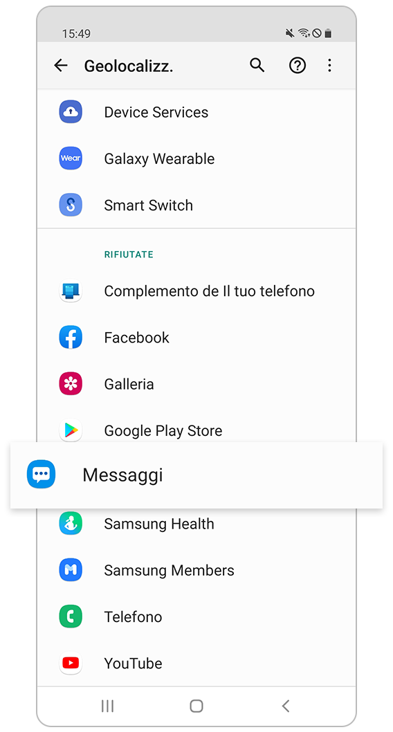 Seleziona l’applicazione che utilizza il segnale GPS