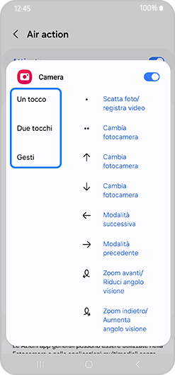 Impostazioni di Pressione singola, Pressione doppia e Gesti evidenziate