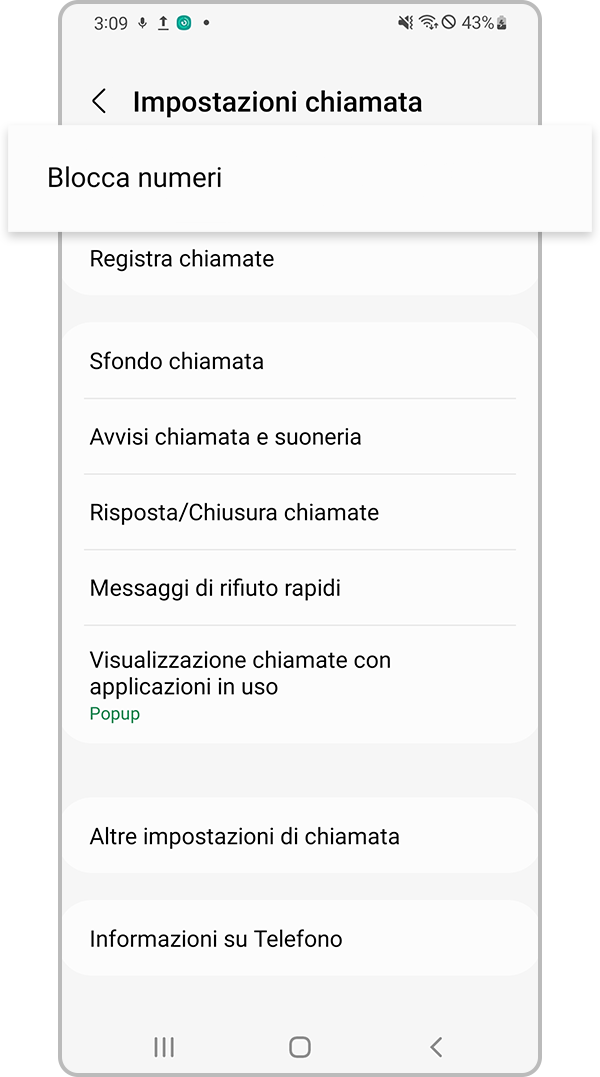 verifica blocco numeri sconosciuti dispositivo passaggio 3