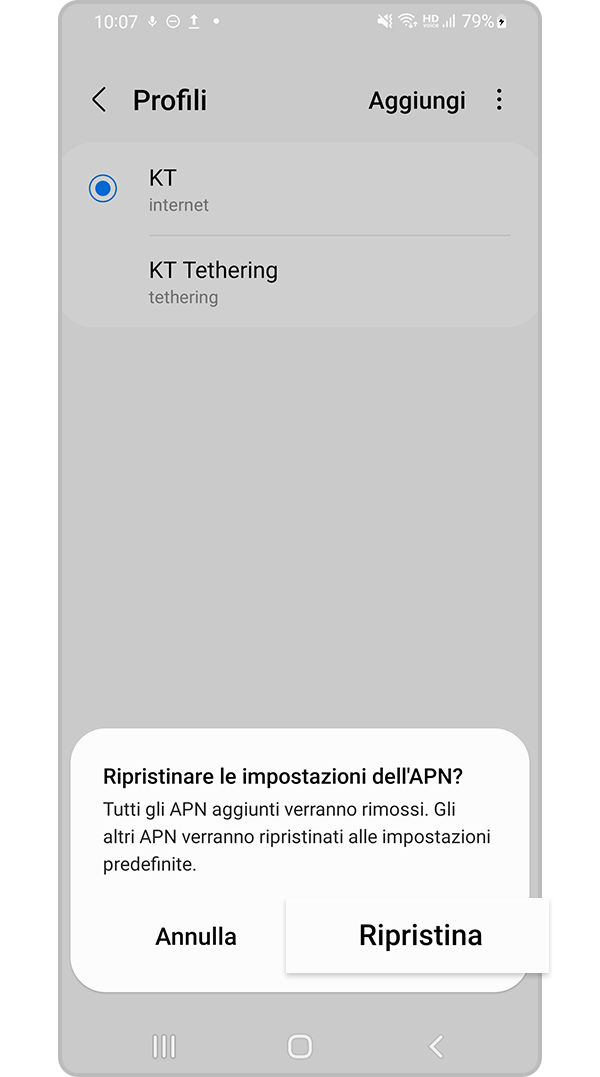ripristino impostazioni di rete passaggio 5