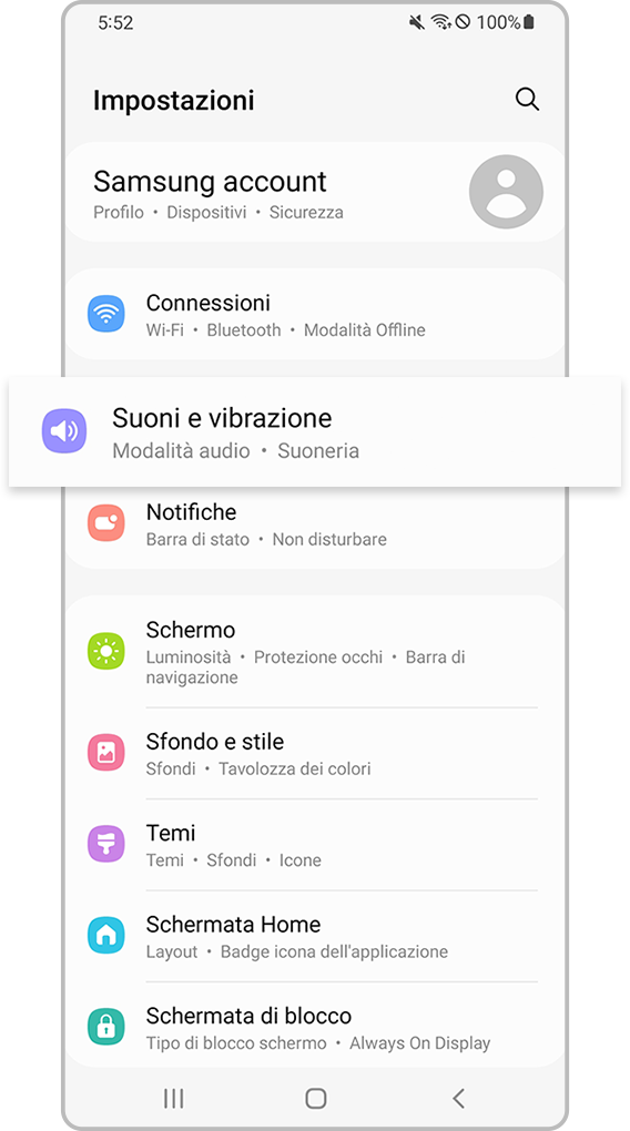 Menu Audio e vibrazione