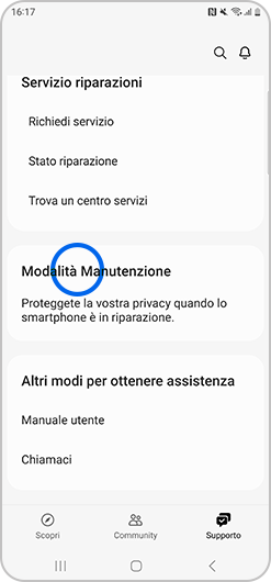 Schermata di Samsung Members.