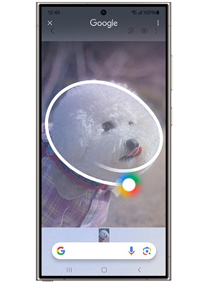 Galaxy S24 Ultra(ギャラクシーS24ウルトラ)でかこって検索を使用している途中のイメージ。