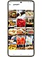 Galaxy S24(ギャラクシーS24)の画面上に様々な韓国グルメの写真が表示されている。