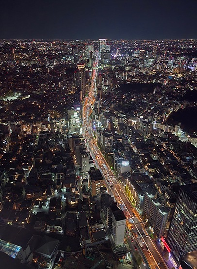 Galaxyスマホで撮影した夜景の写真。