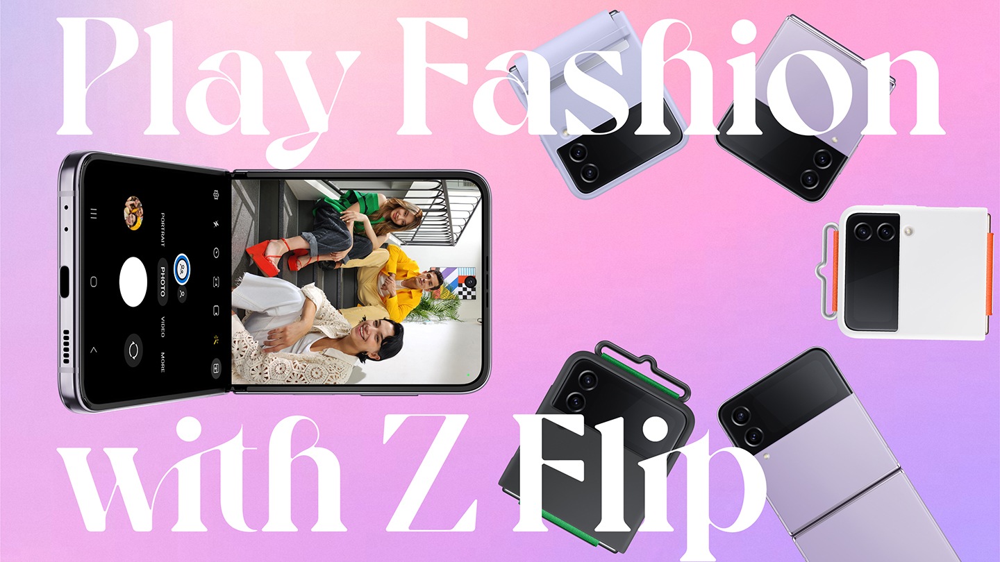 Galaxy z flip4が開かれている