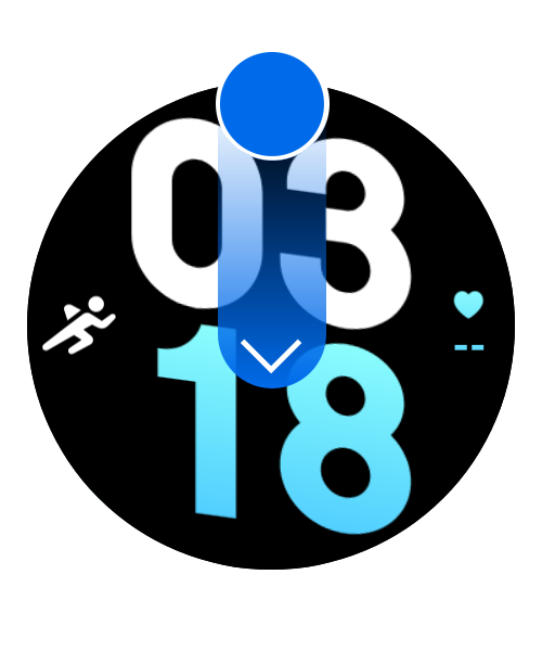 時計の画面で上から下にスライドします。