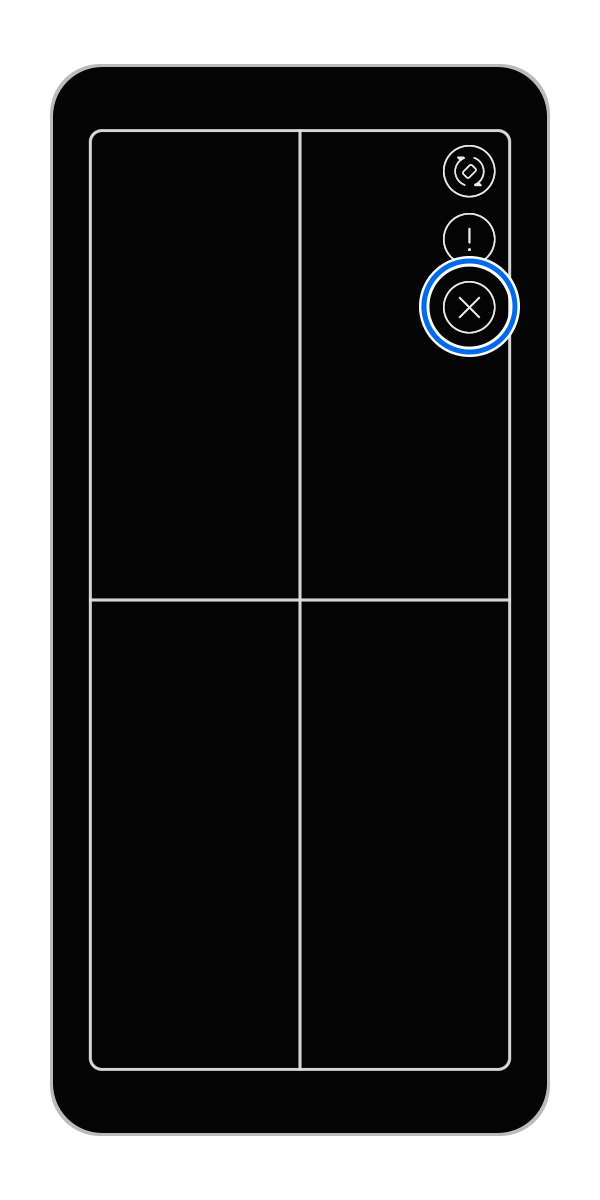 画面に表示された「 × 」を素早く 2 回タップします。