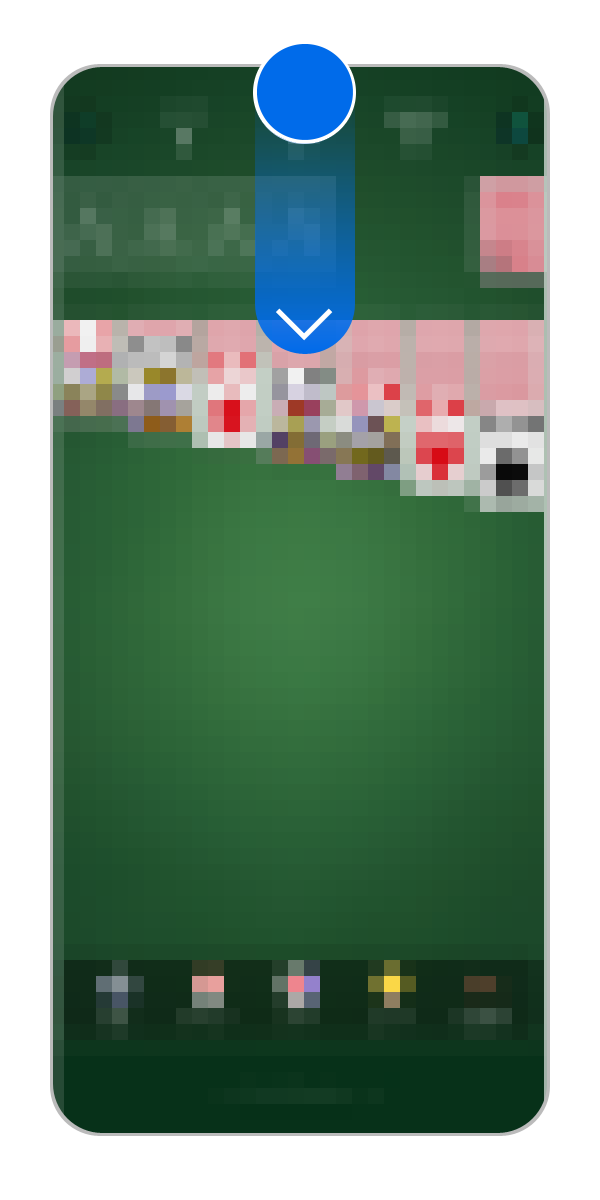 プレイ中のゲーム画面で外側から内側に向かってスワイプします。(どこでも可能)