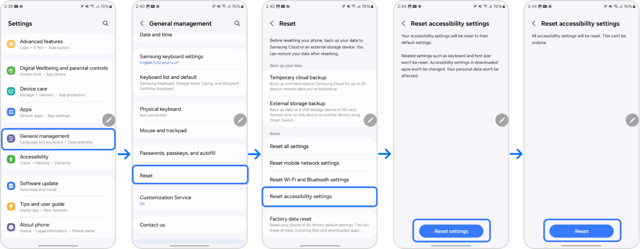 reset accessibility settings