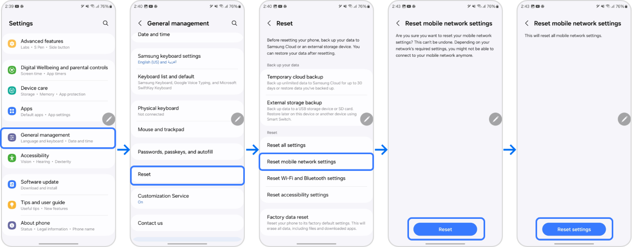reset network settings