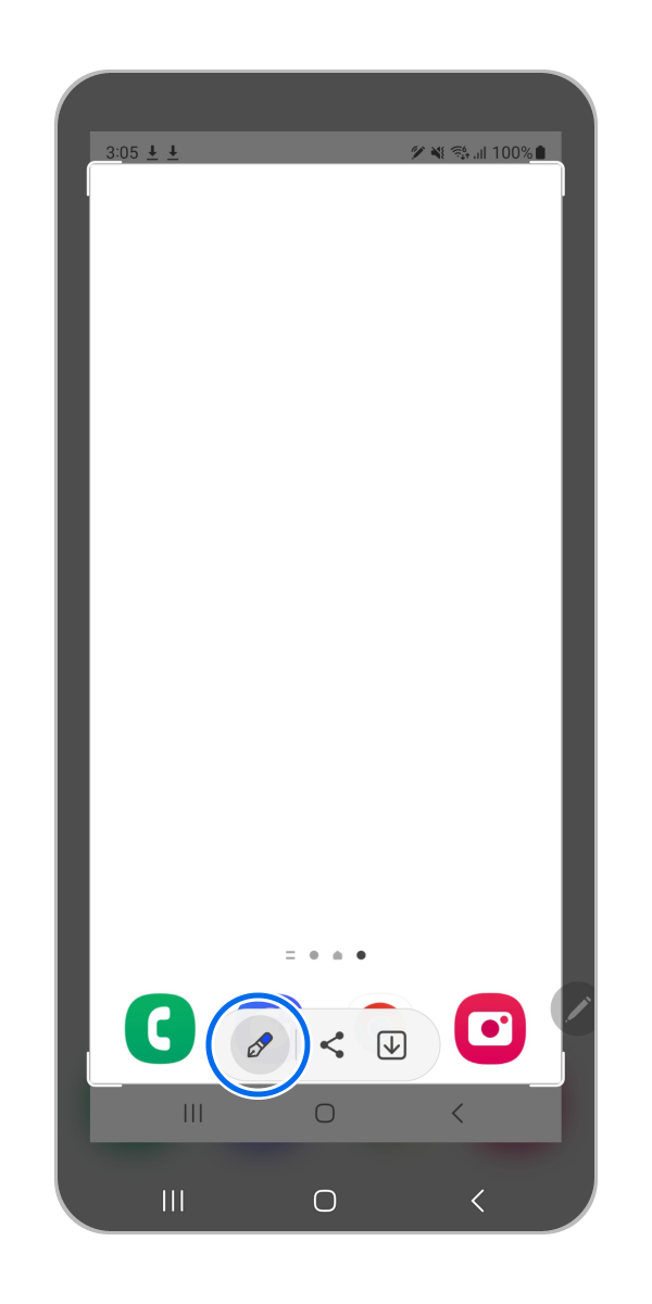 開いているページのスクリーンショットが撮影されるため、鉛筆アイコンをタップしてペンの種類や太さなどを決め書き込みます。