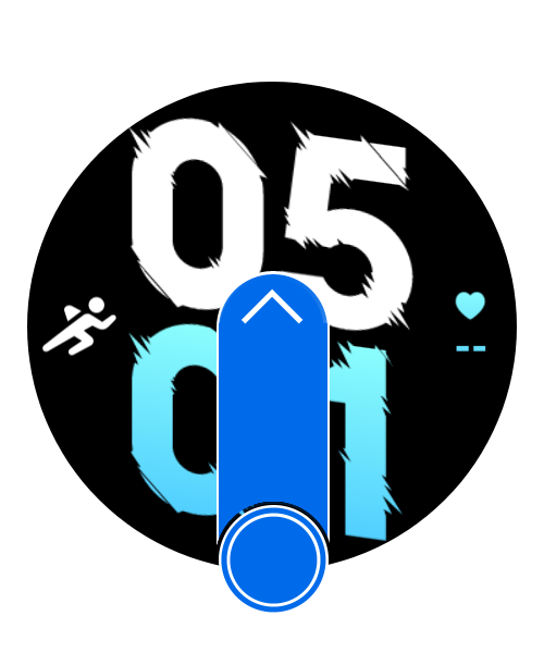 時計を起動後、時計画面で下から上に指でスライドさせアプリ一覧を表示させます。