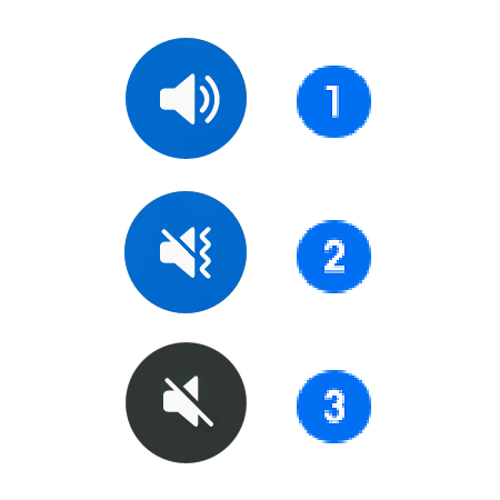①サウンド ②バイブ ③消音