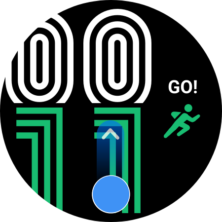 時計の画面で画面を下から上にスワイプし、アプリ一覧画面を開きます。