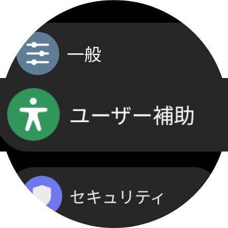 ユーザー補助を選択します。