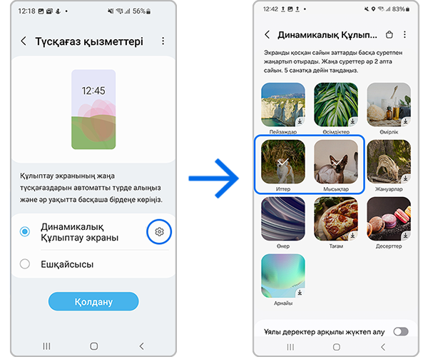 Динамикалық құлыптау экранын орнату