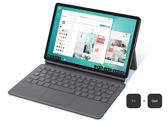 Планшет Samsung с чехлом-клавиатурой в режиме DeX