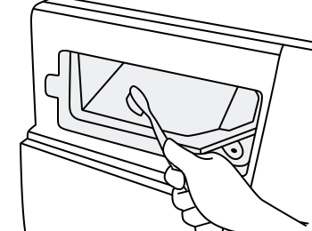 Очистите углубление контейнера мягкой щеткой.