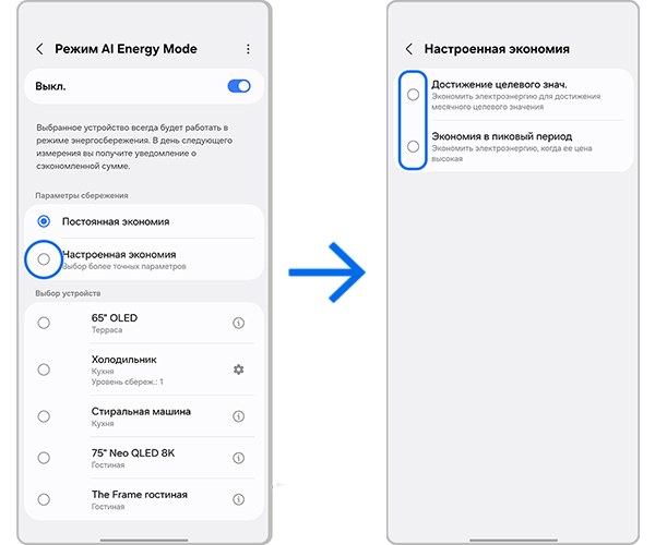 Настроенная экономия холодильника.