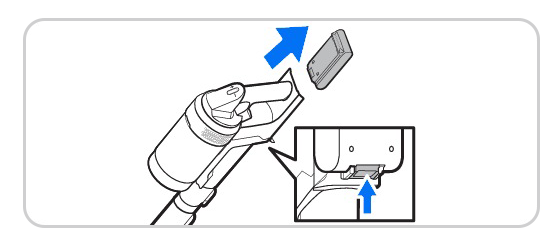 Извлечение аккумулятора из пылесоса.