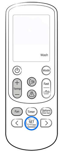 Нажатие кнопку «Set» на пульте ДУ.