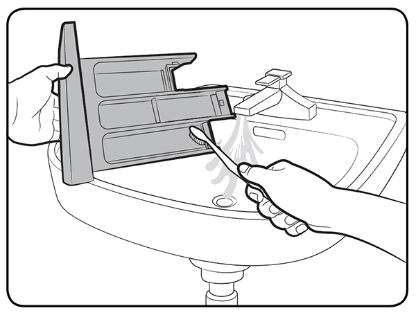 Помойте лоток