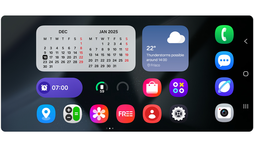 Главный экран в альбомной ориентации.