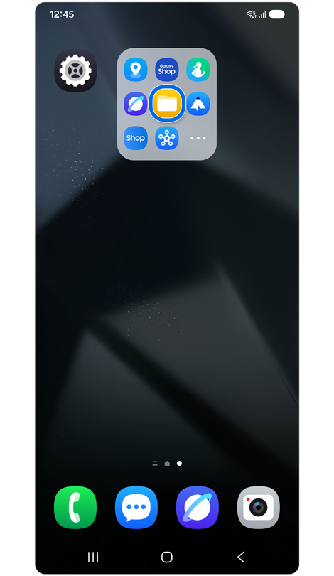 Главный экран с увеличенной папкой.