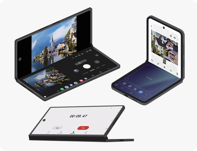Примеры использования смартфонов Galaxy Z Flip7 и Z Fold7 в режиме Flex
