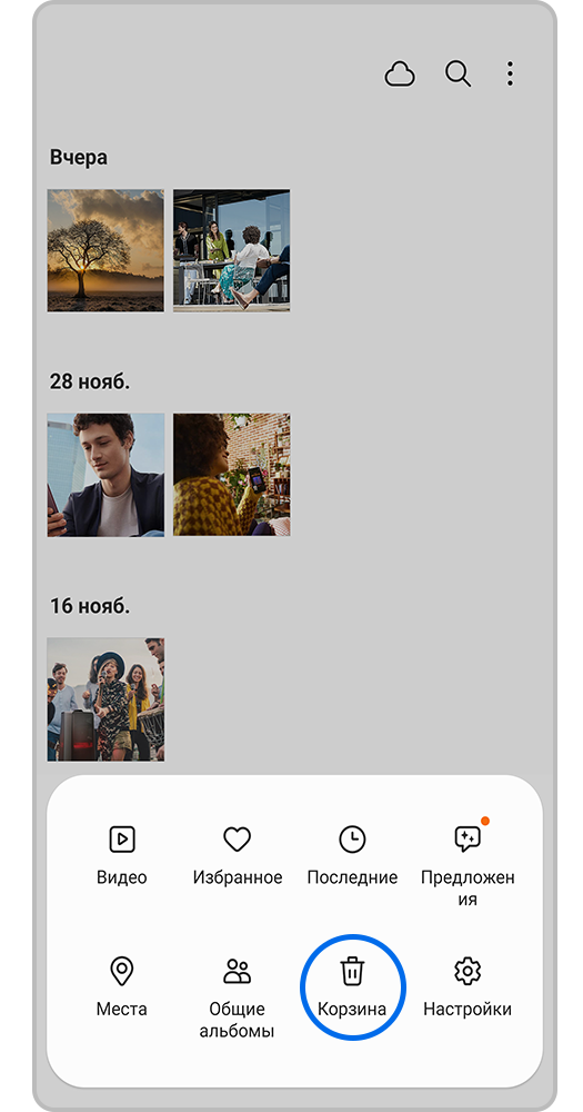 Выберите Корзина
