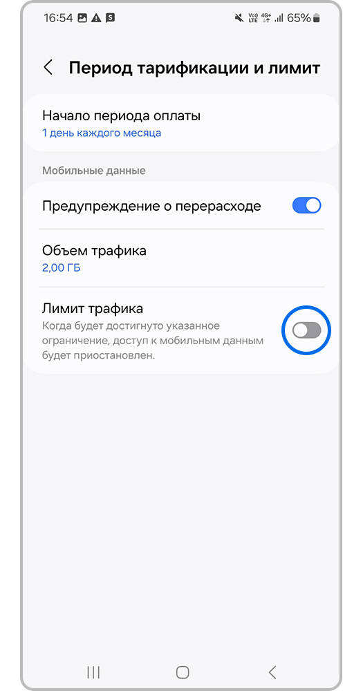 Экран смартфона, Лимит трафика
