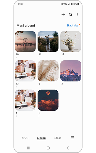 Skatiet atlasītos albumus, kad atlases process ir pabeigts.