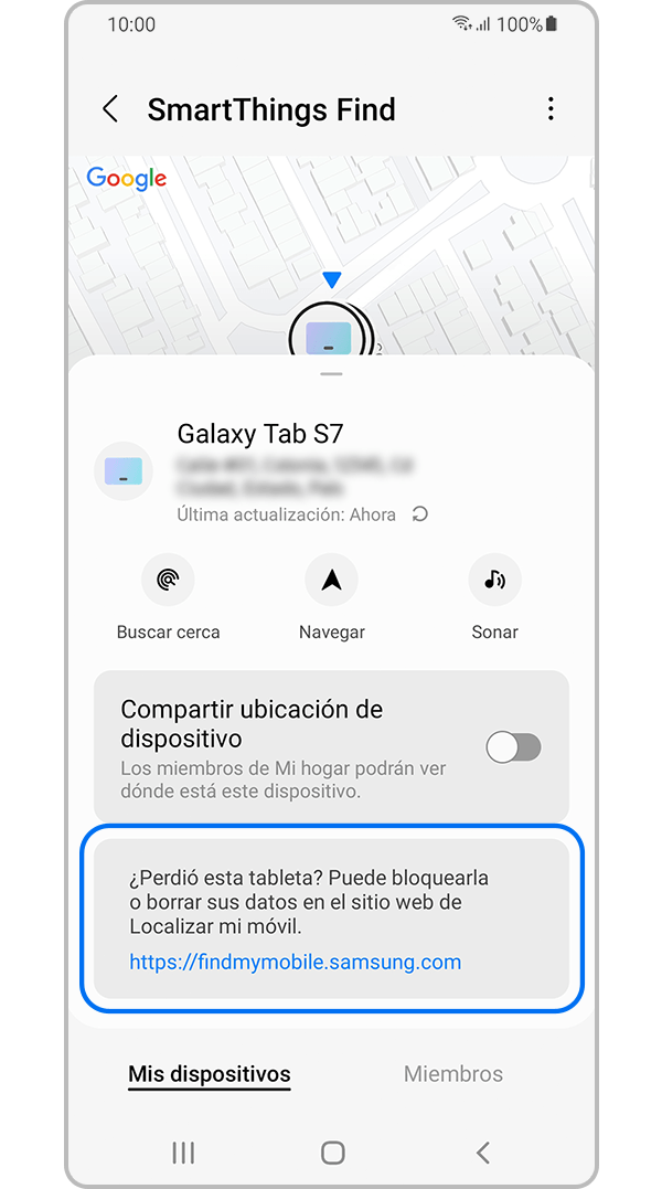 Screen to use link at the bottom to go to the “Find My Mobile” site.