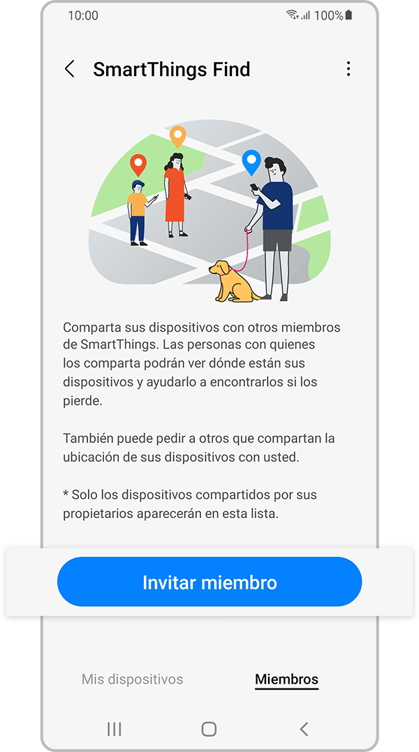 Invite member selected in SmartThings Find.