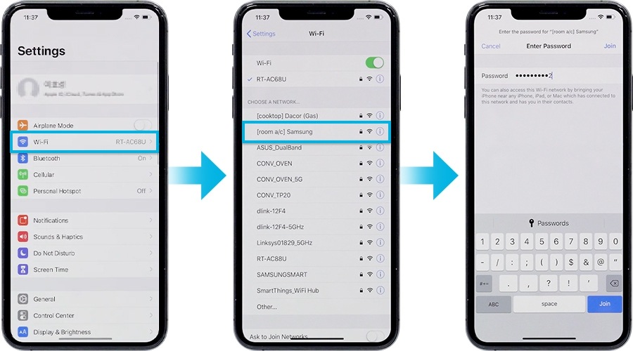 connect the wi-fi network with password