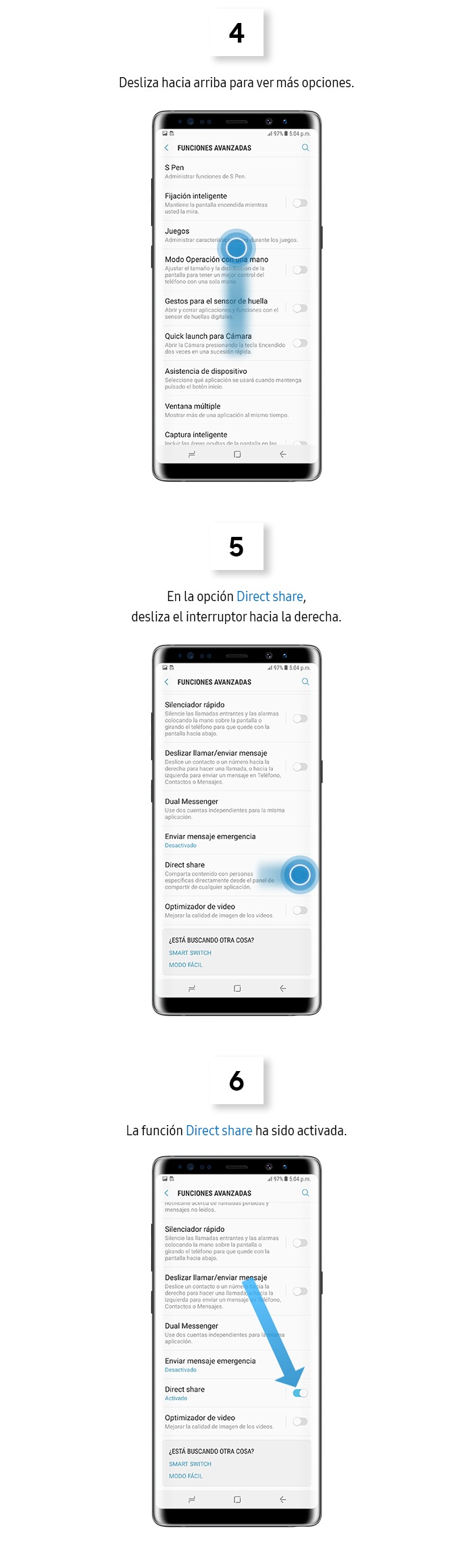 ¿Cómo activar la función direct share?