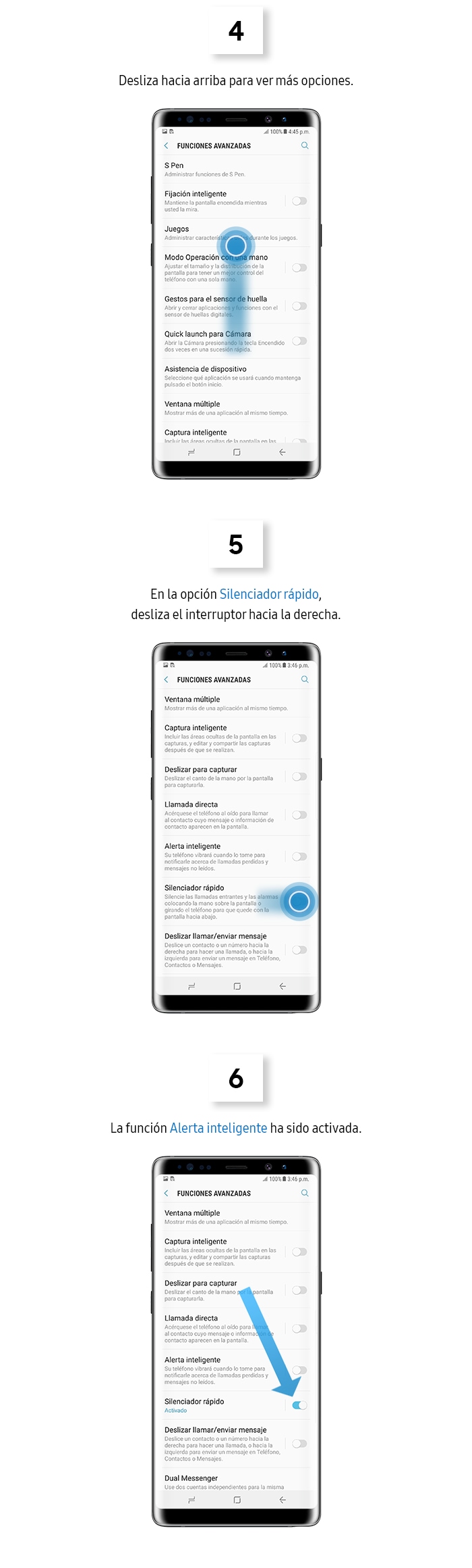 ¿Cómo activar la función silenciador rapido?