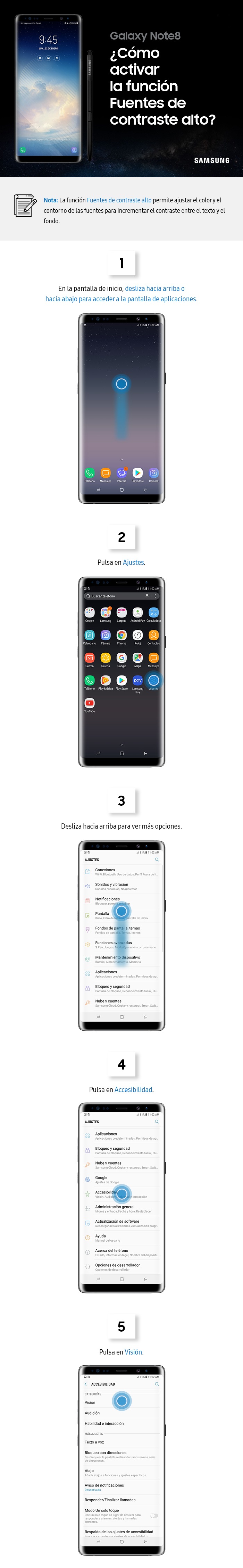 ¿Cómo activar la función fuentes de contraste alto?