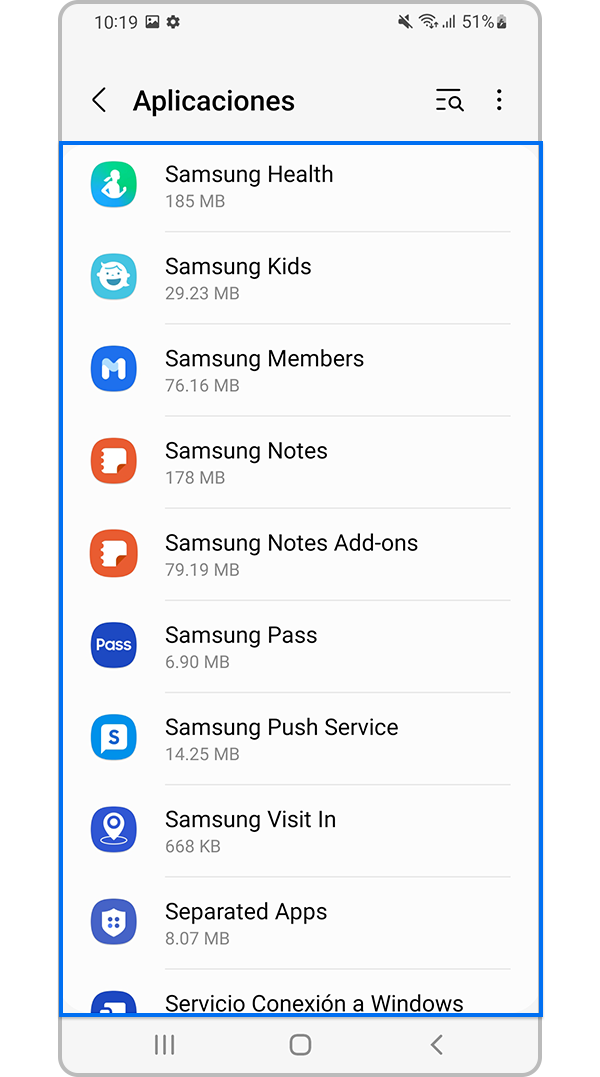 Elija la aplicación para cambiar los permisos