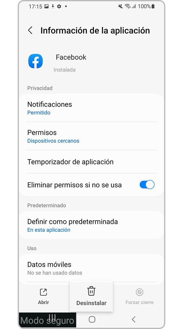 Desinstalar aplicación