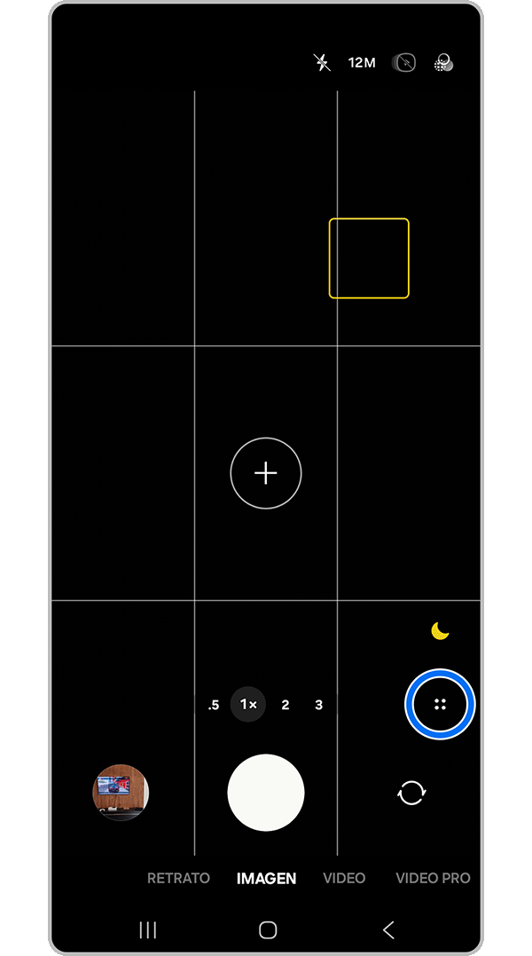 Vista del ícono de ajustes de la aplicación Cámara.