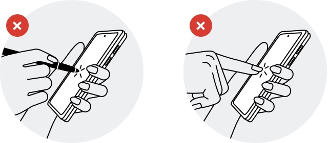 Do not press the screen with sharp objects
