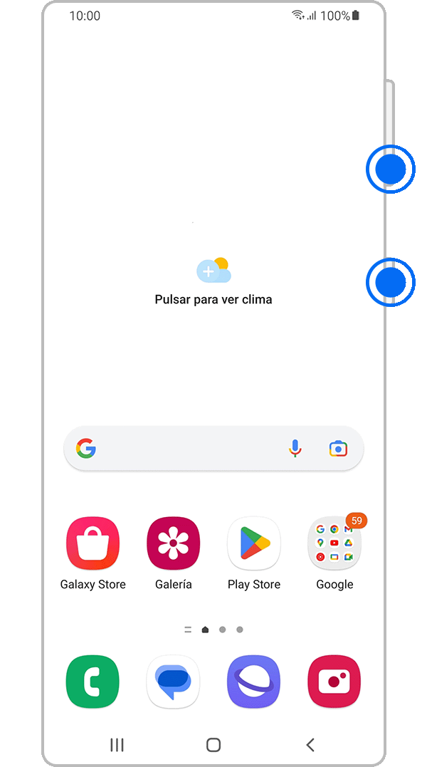 Simulación de captura de pantalla presionando los botones de Encendido y Bajar volumen