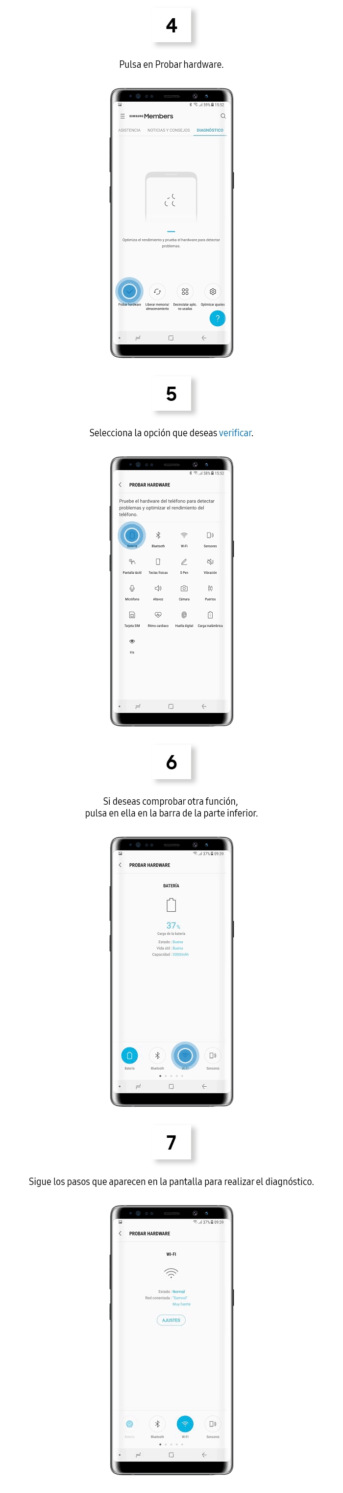 Probar hardware de samsung members