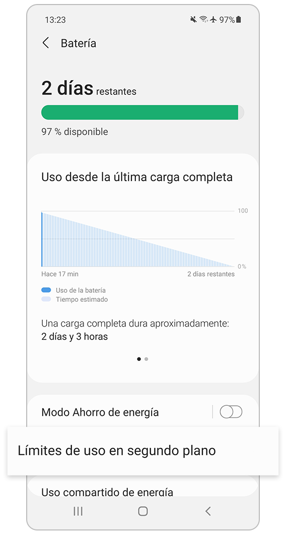 Límites de uso en segundo plano