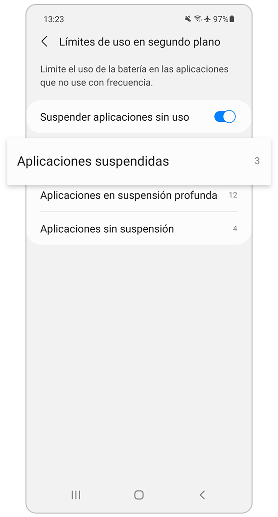 Aplicaciones inactivas
