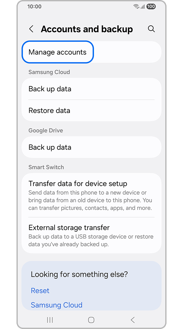 List of accounts the phone is connected to