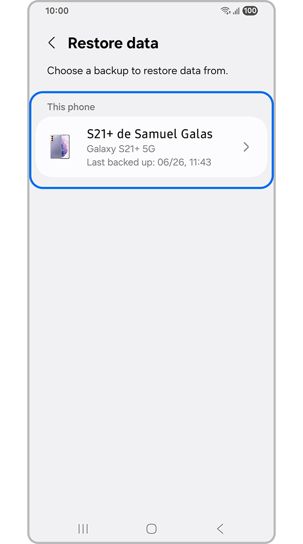 Screen showing most recent backups from various devices