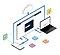 Cloud and security-related icons are connected to PC, laptop and smartphone to indicate that Samsung Pass offers the same experience across devices.